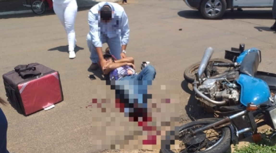 Motoboy tem pé decepado em acidente com carro em Primavera do Leste