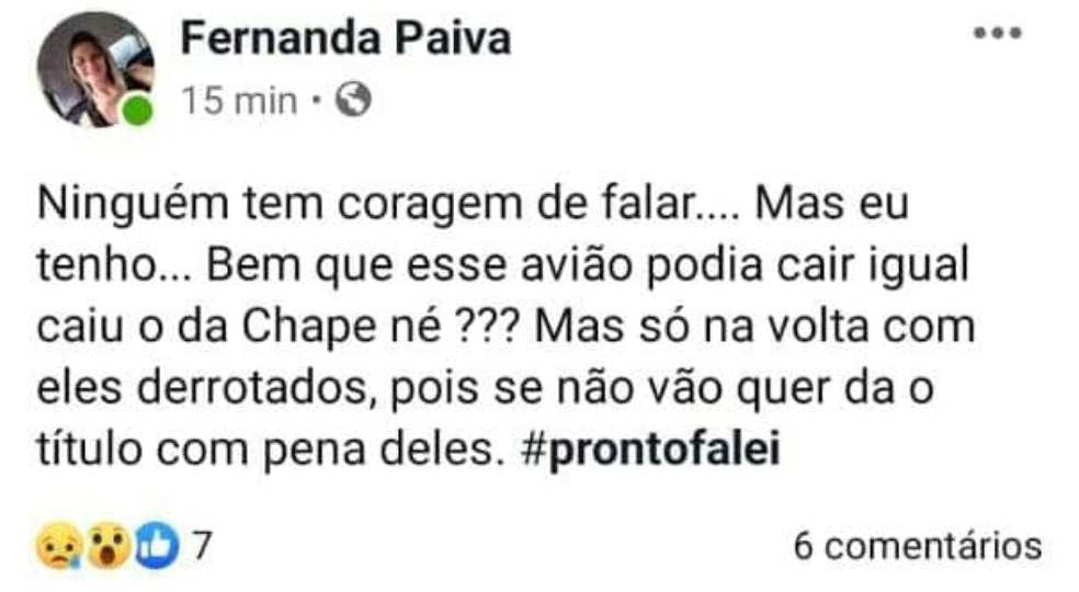 A tal das redes sociais | Mulher desejou que o avião dos jogadores do Flamengo caísse