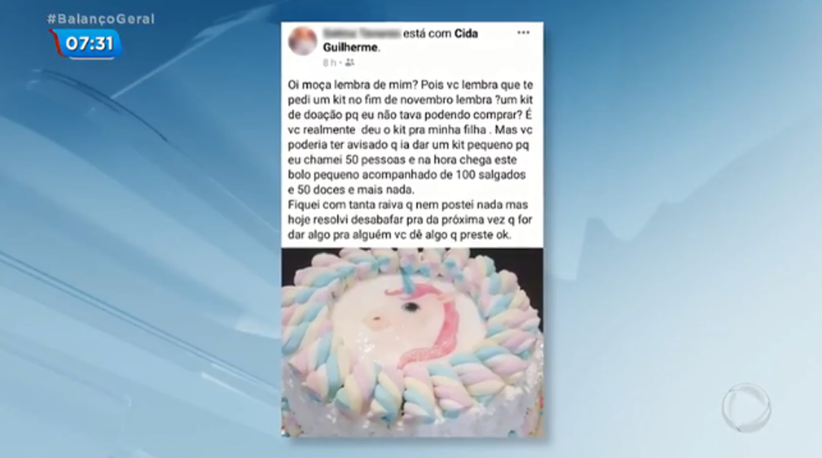 Confeiteira doa bolo para criança e mãe reclama: “dê algo que preste”