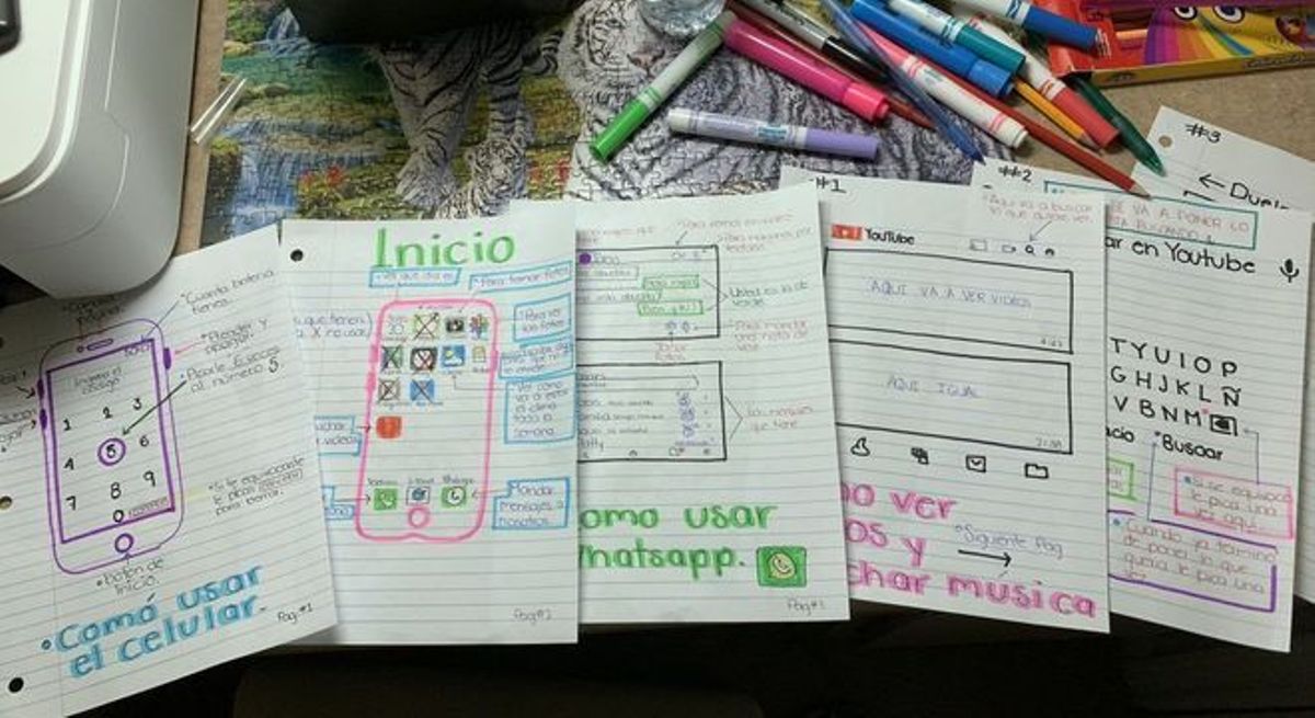 Menina desenha guia para avó aprender a usar celular e viraliza