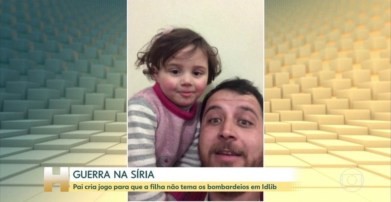 Pai cria brincadeira para distrair filha de 3 anos durante bombardeios na Síria