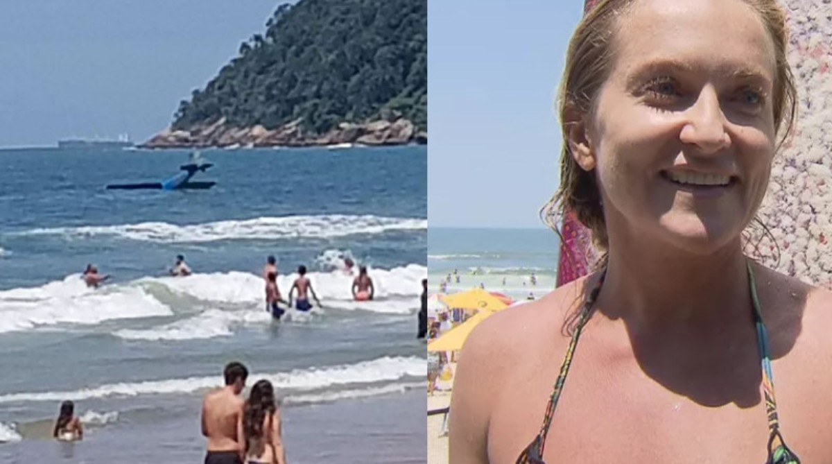 Piloto é salvo após queda de monomotor em praia de Guarujá. Vídeo