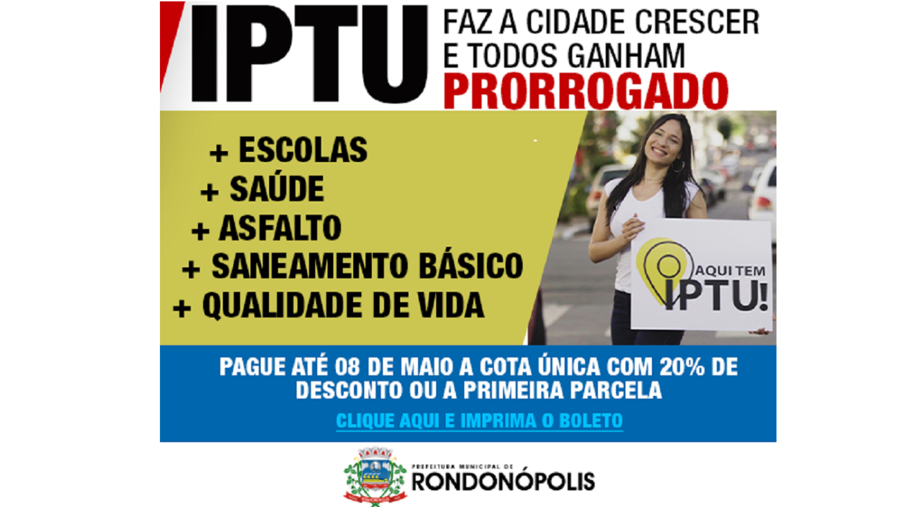 Devido à pandemia de coronavírus, Prefeitura Municipal prorroga datas para pagamento do IPTU