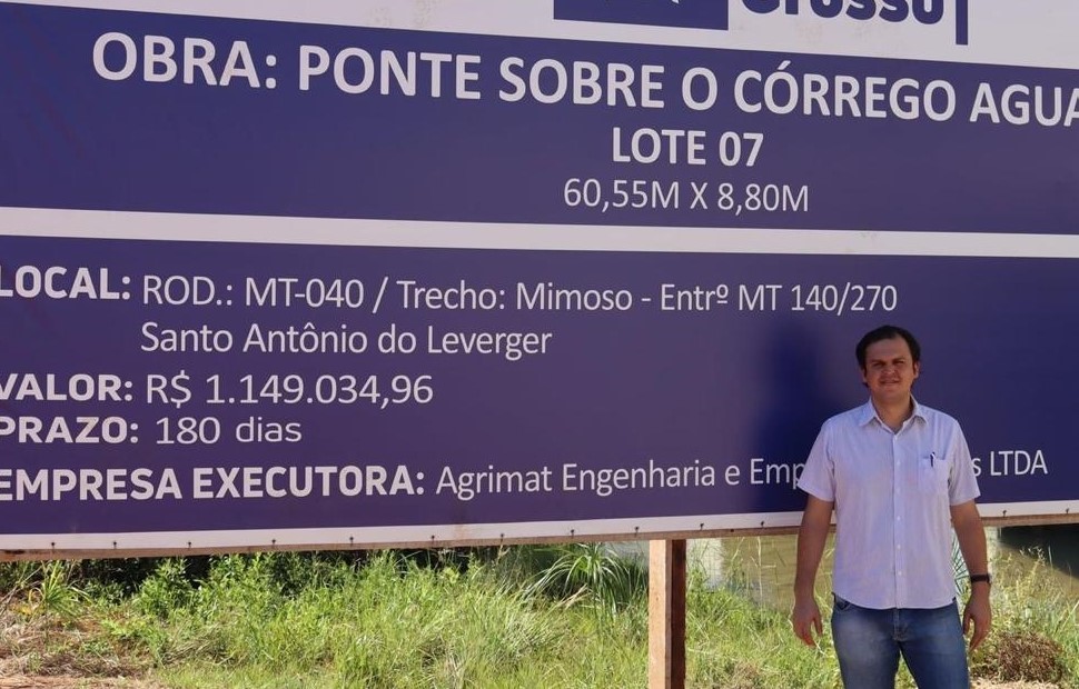 Deputado comemora avanço das obras de acesso alternativo entre Rondonópolis e Cuiabá