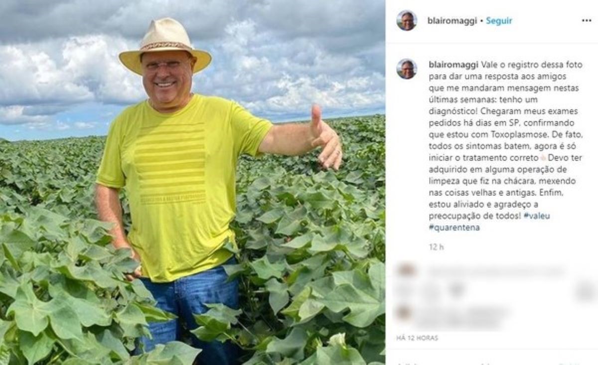 Blairo Maggi diz em rede social que está com toxoplasmose