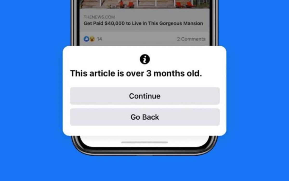 Facebook vai mostrar um aviso se você compartilhar notícias antigas