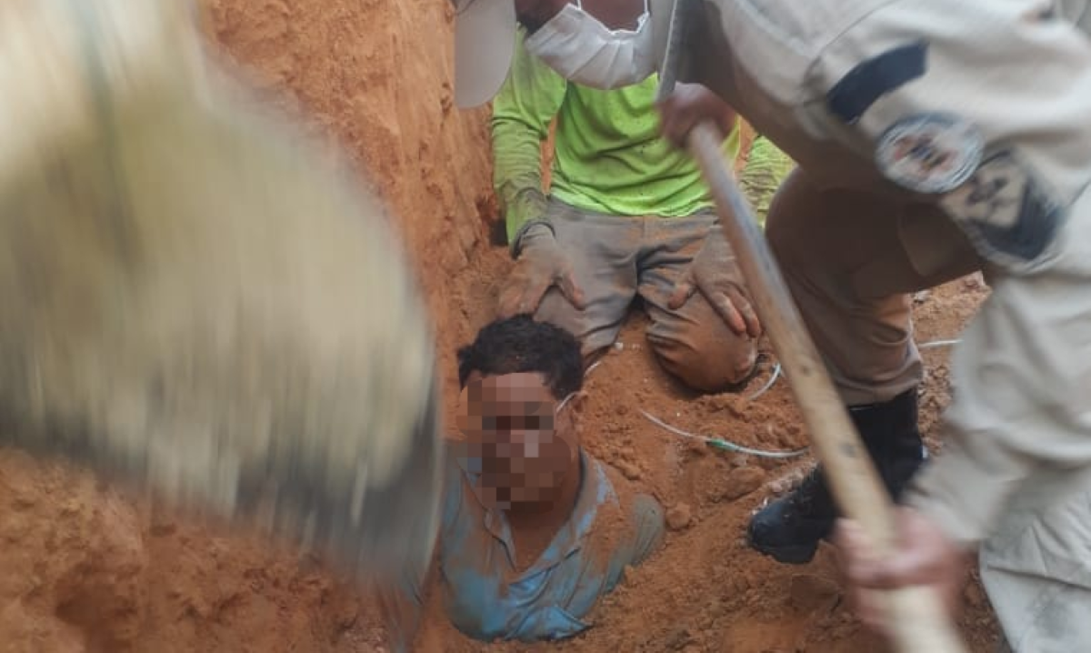Bombeiros salvam vítima de soterramento em Nova Xavantina