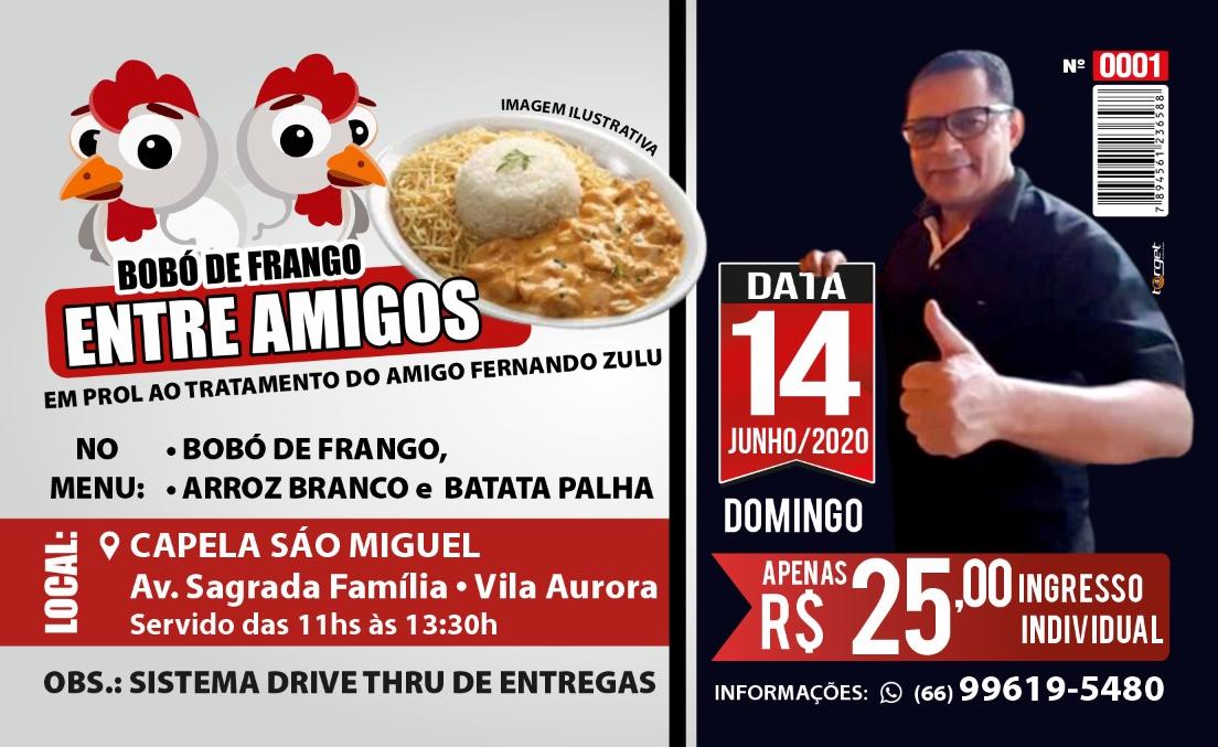 Rondonópolis | Amigos se unem e promovem bobó beneficente pela saúde de Fernando Zulu