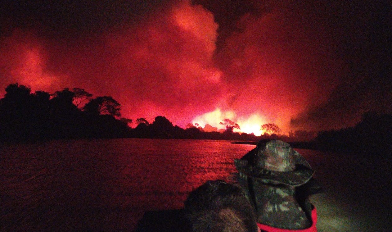 Fogo surpreende pescadores no Pantanal: região já perdeu 10% de seu território; veja vídeo
