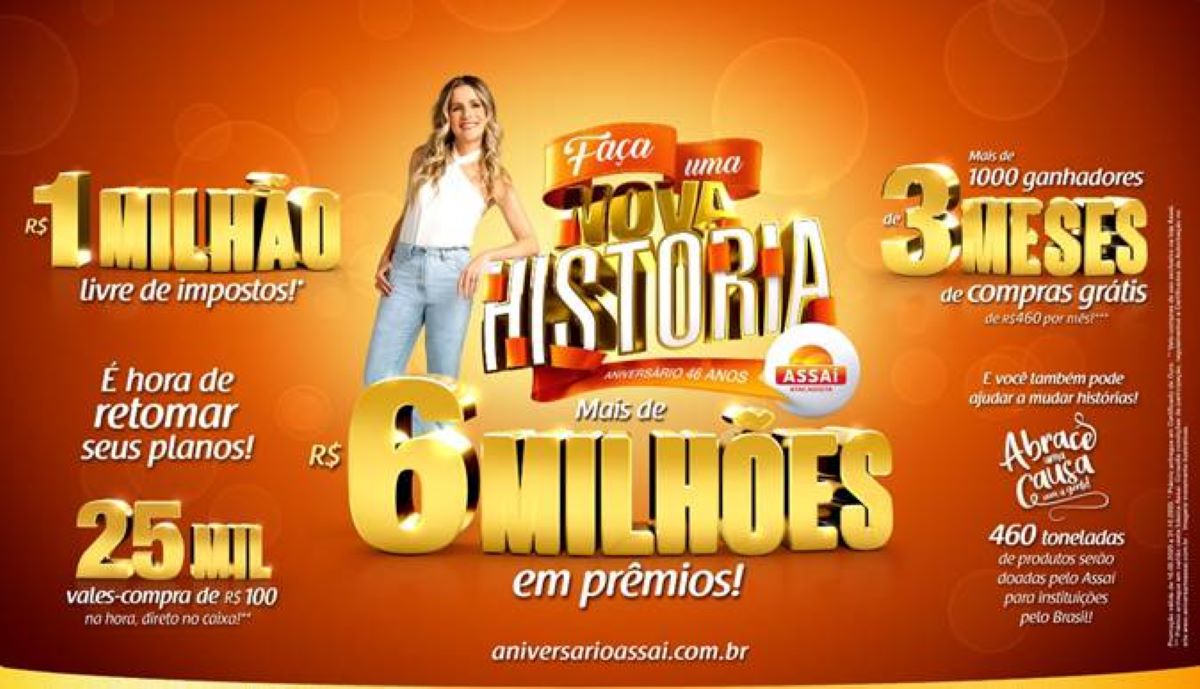 Assaí Atacadista completa 46 anos e distribui R$6 milhões em prêmios