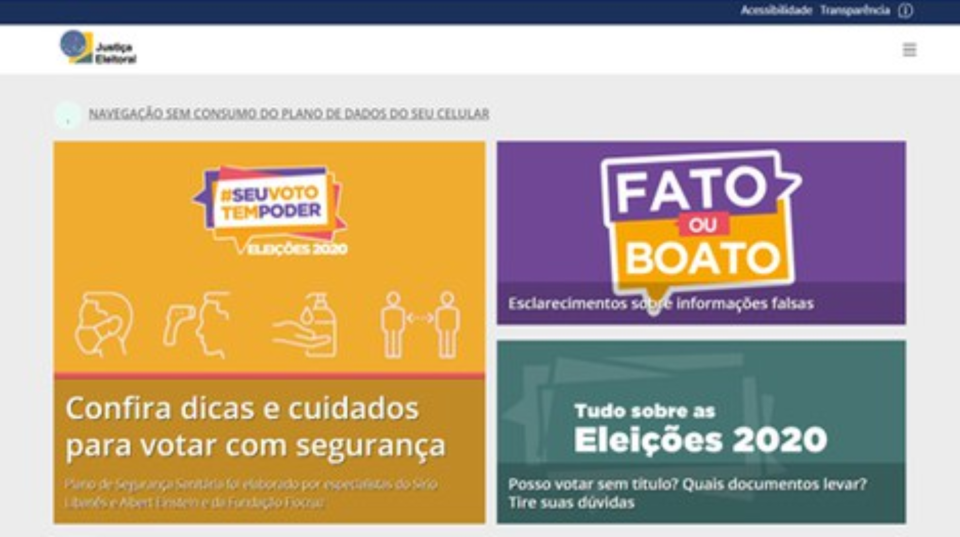 Portal da Justiça Eleitoral oferece, sem gastar pacote de dados, serviços e dicas ao eleitor