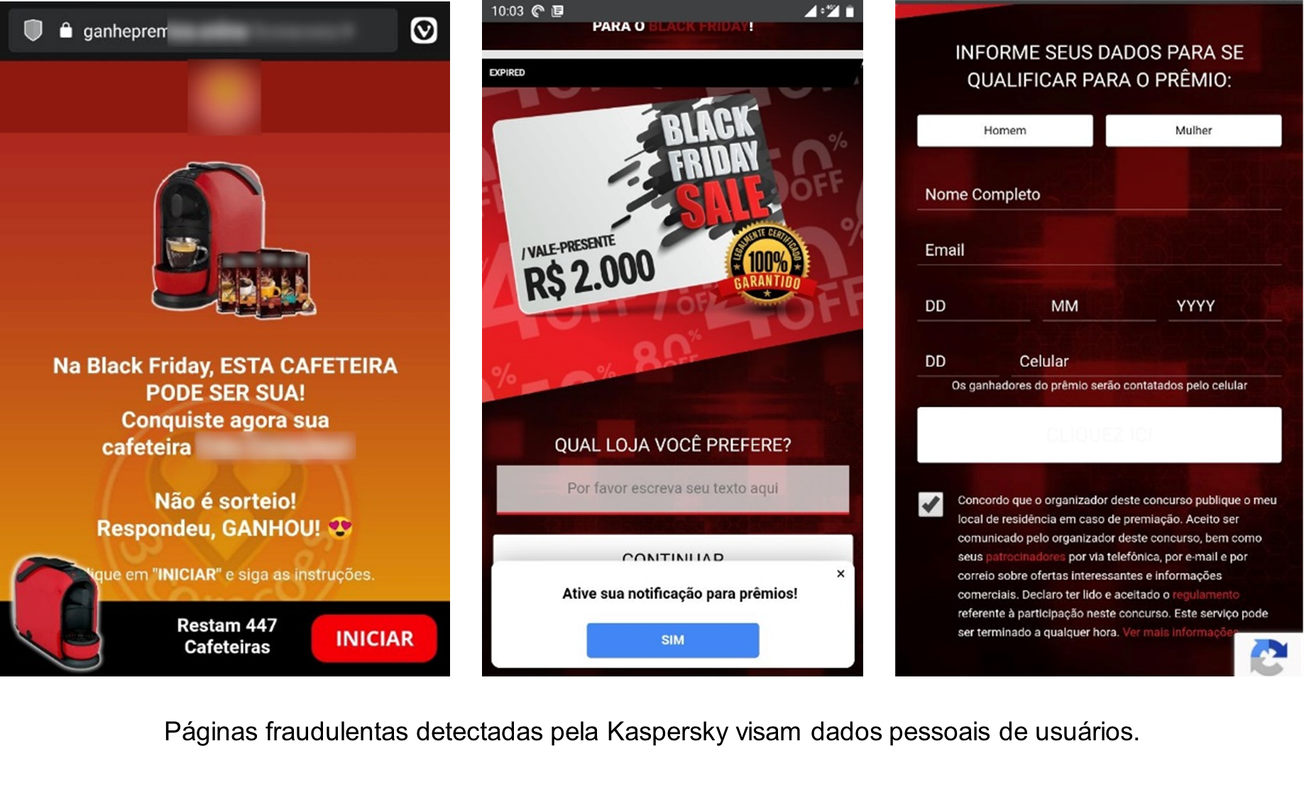 Kaspersky: golpe na Black Friday oferece cafeteira e vale-presente, mas objetivo é roubar dados