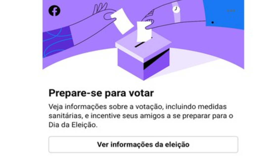 Facebook mostra aos usuários aviso sobre as Eleições 2020