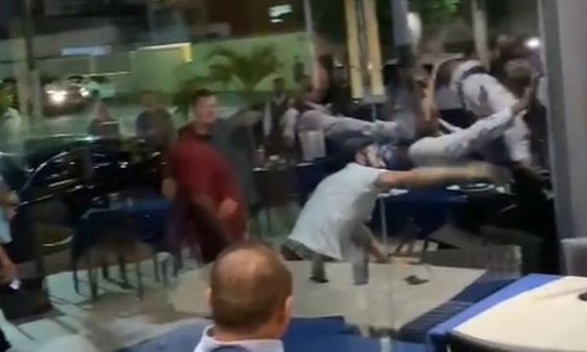 Clientes, seguranças e garçons brigam em bar após homem pagar champanhe para mulher casada em Cuiabá