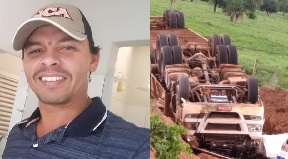 Caminhão carregado com boi tomba e mata motorista em rodovia próxima a Pedra Preta