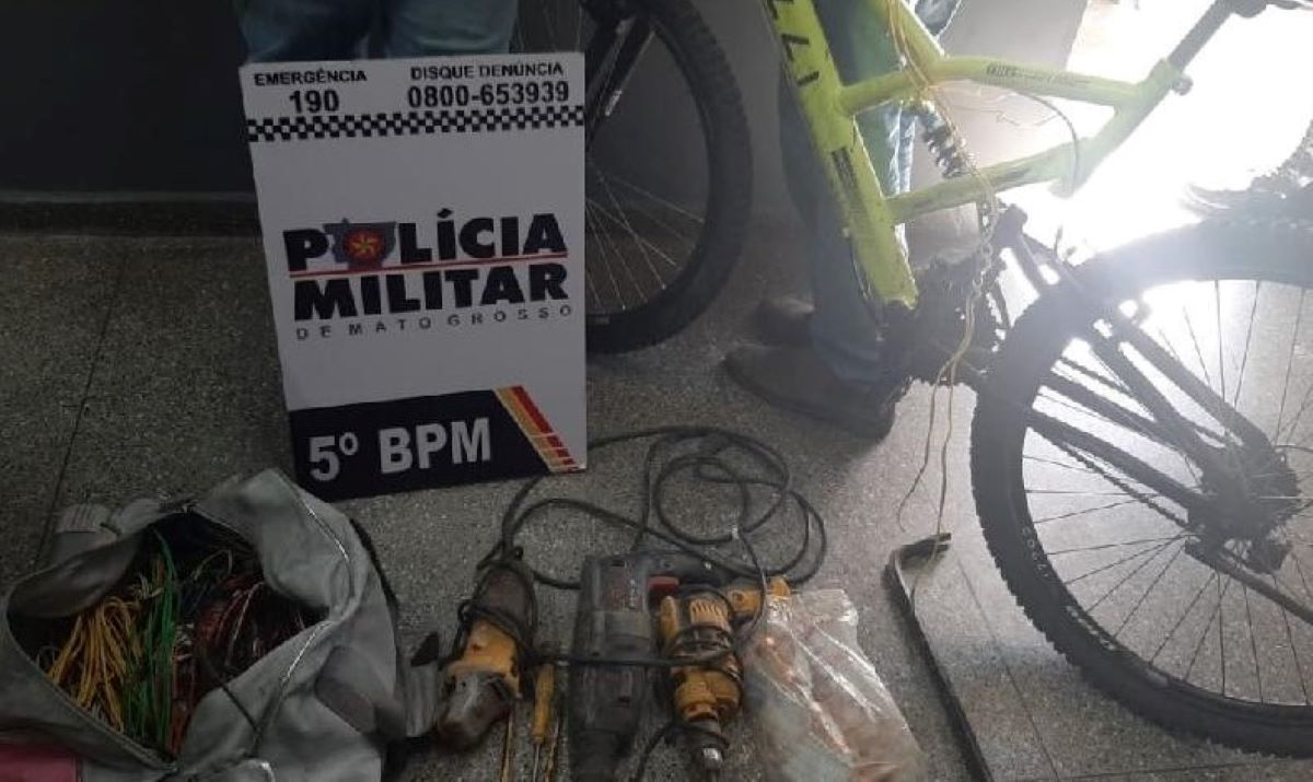 Rondonópolis | PM prende dupla e recupera ferramentas e fios de energia furtados de obra