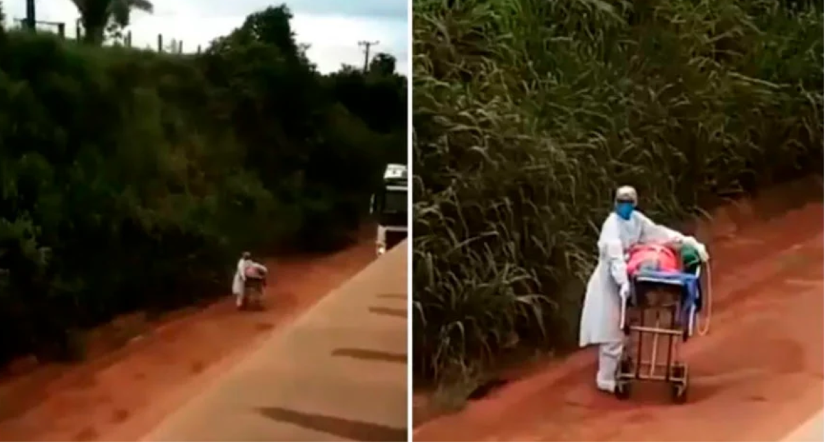“Só pensava em salvá-la”, explica enfermeira que empurrou paciente com Covid por 2 km em estrada