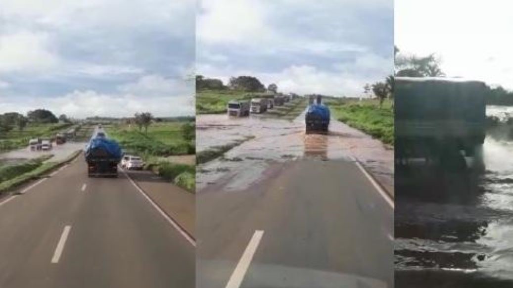 Mato Grosso | Rio transborda e inunda trecho da BR-364