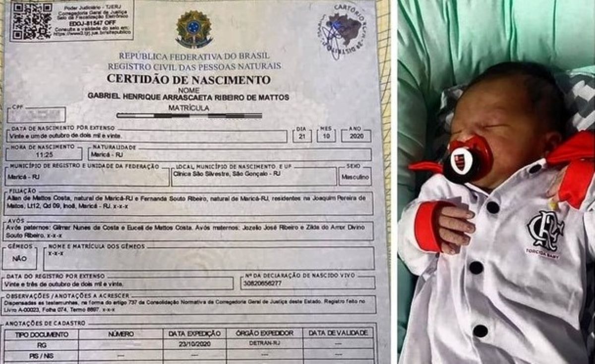 Torcedor do Flamengo batiza filho com nome de 4 craques rubro-negros
