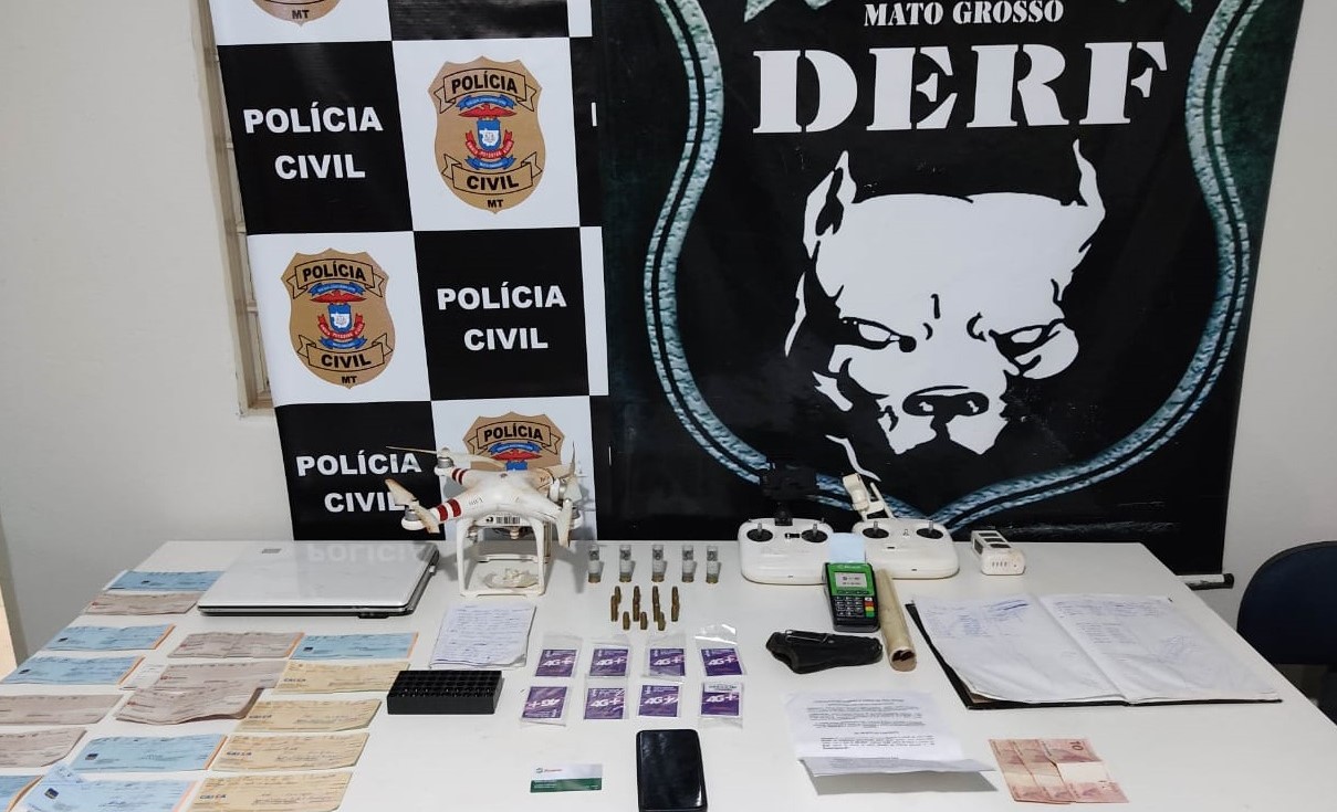 Mulher envolvida com tráfico de drogas é presa com cheques, drone e munições em Rondonópolis