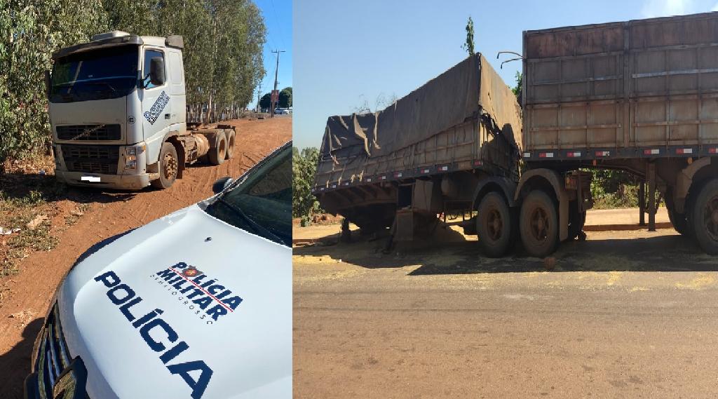 PM recupera carretas com soja em Rondonópolis