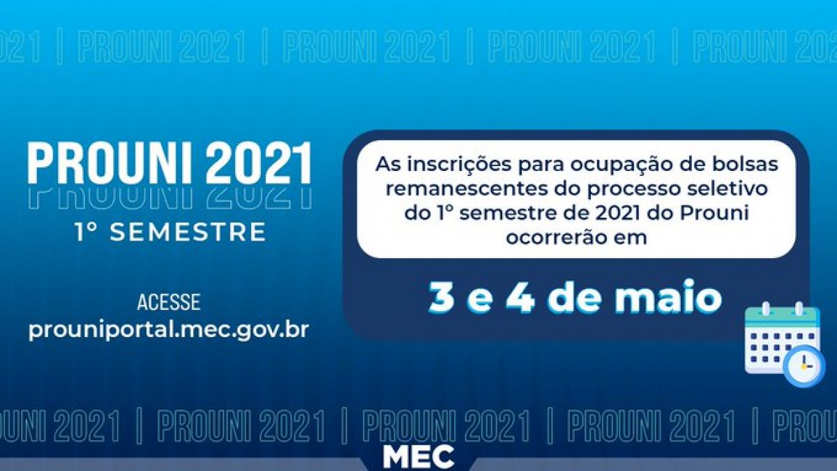 Já estão abertas as inscrições para ocupação de bolsas remanescentes do Prouni