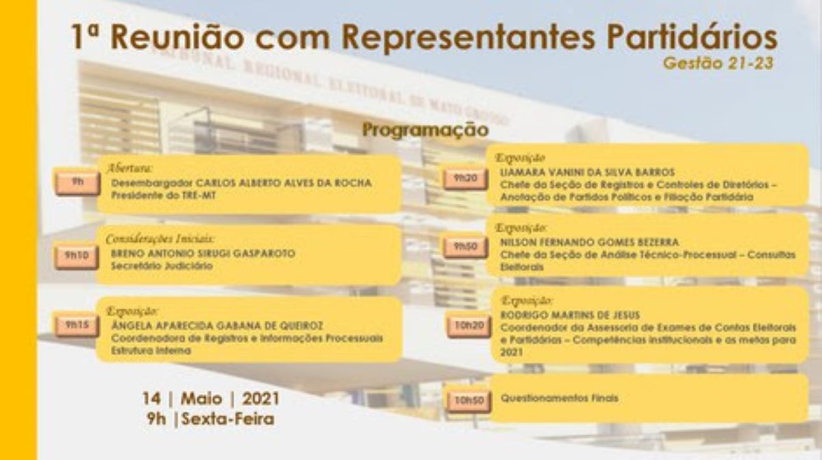 TRE-MT fará reunião com os representantes partidários