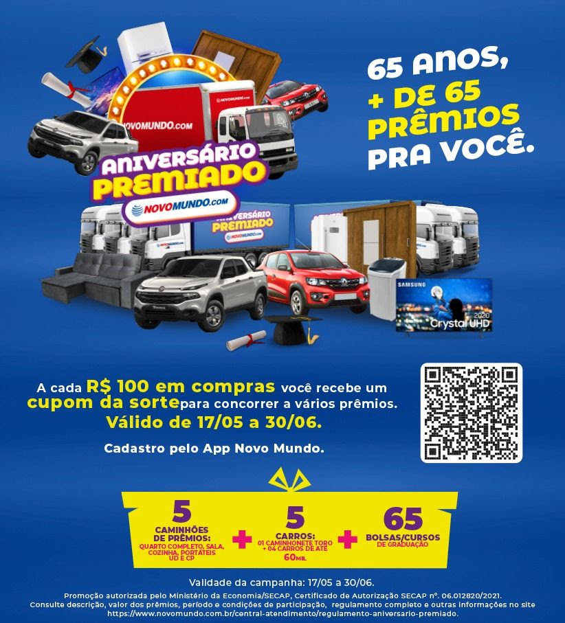 Campanha “Aniversário Premiado” da Novo Mundo.com realizará mais dois sorteios até Julho