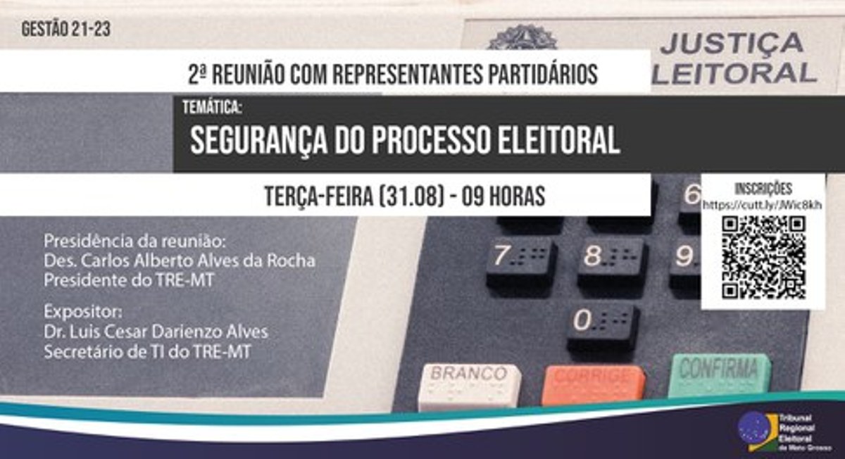 TRE-MT: faltam 5 dias para reunião com representantes partidários; interessado deve se inscrever
