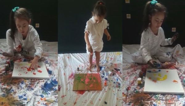 Menina de 4 anos viraliza com quadros pintados a mão e recebe convite para expor no Louvre