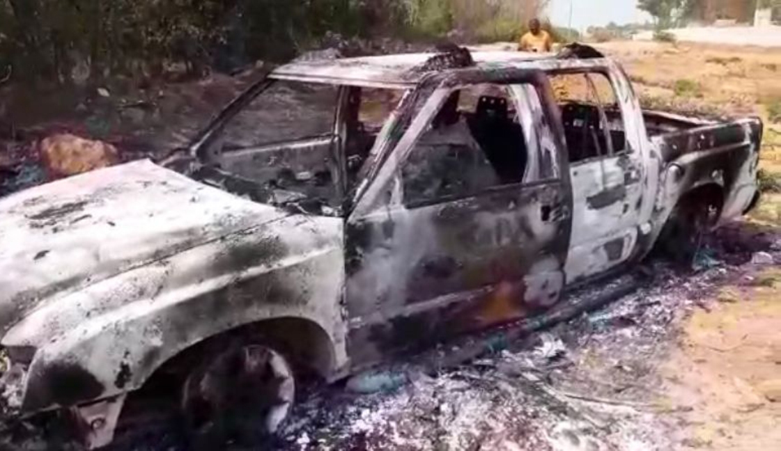 Sorriso | Motorista tenta desviar de anta, bate em poste e S-10 pega fogo