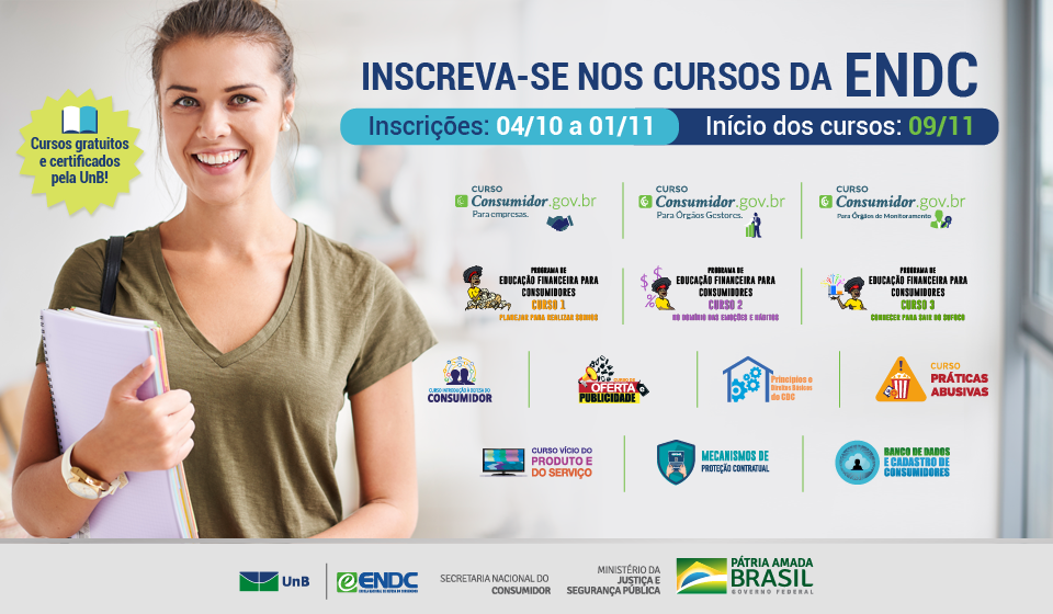 Escola Nacional do Consumidor abre inscrições para 13 cursos online