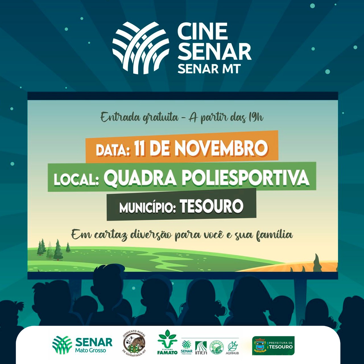 Cine Senar terá exibição em Tesouro nesta quinta-feira  