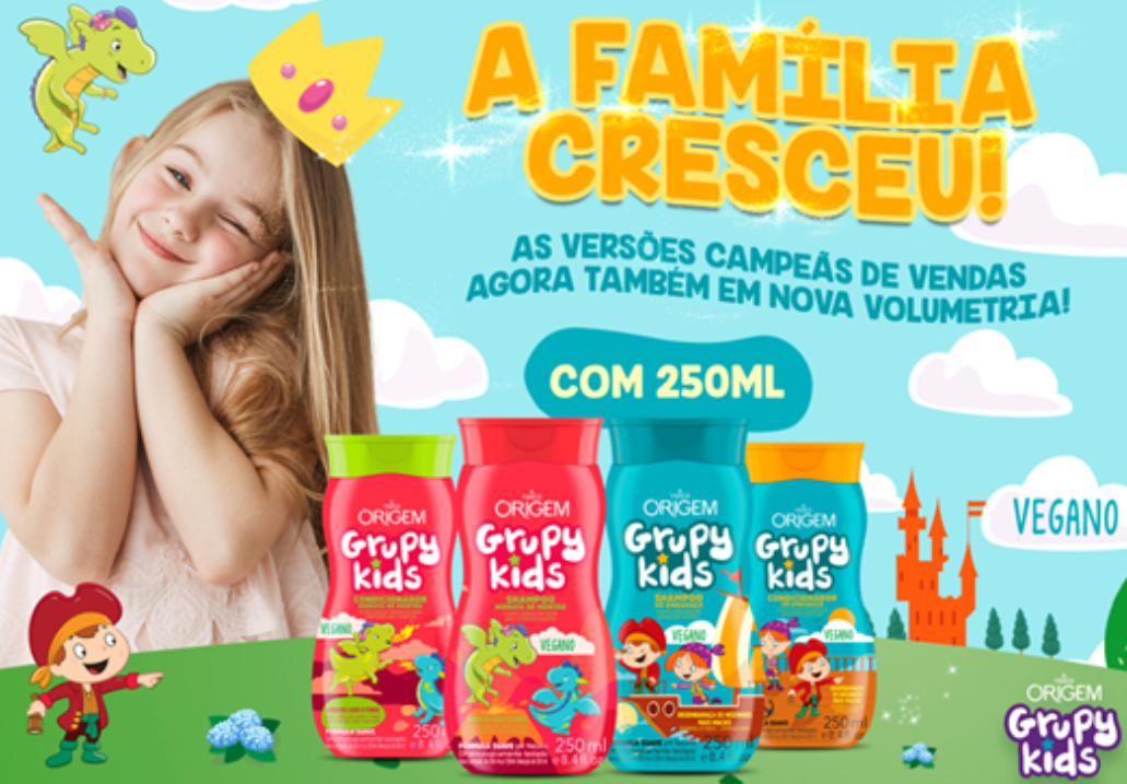 Kit Origem Grupy Kids da Nazca Cosméticos ganha novo tamanho de condicionador
