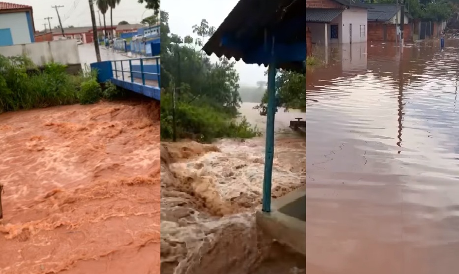 Diamantino | Forte chuva deixa cidade completamente alagada