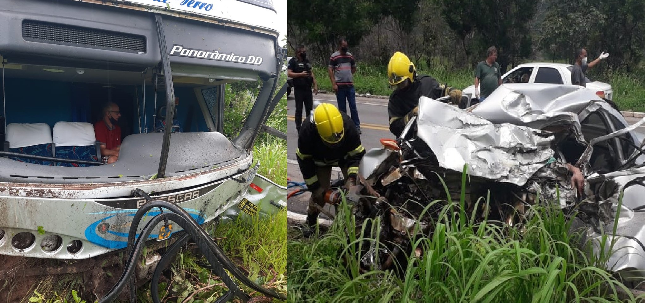 Mato Grosso | Ônibus cai em ribanceira ao bater de frente com carro de passeio, casal morre e filha está na UTI