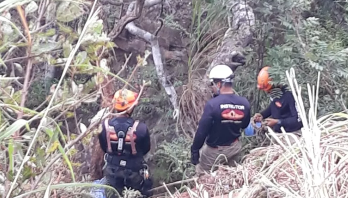 Caminhoneiro que perdeu controle na curva e caiu no Portão do Inferno é resgatado com vida