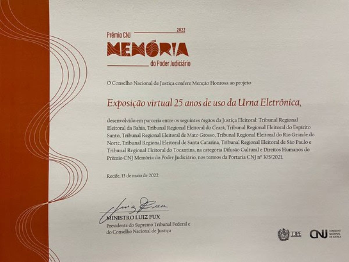 TRE-MT é premiado pelo CNJ por projeto de exposição virtual da urna eletrônica