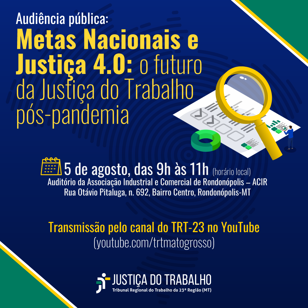 Rondonópolis sediará audiência pública sobre metas da Justiça do Trabalho para 2023
