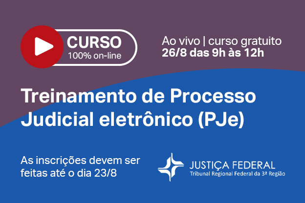 Treinamento on-line e gratuito da plataforma PJe ocorrerá dia 26/8