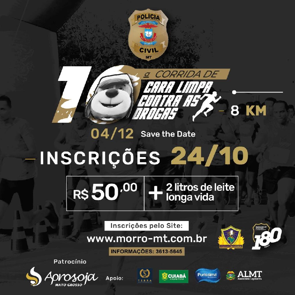 Polícia Civil abre inscrições para 10ª Corrida De Cara Limpa contra as Drogas