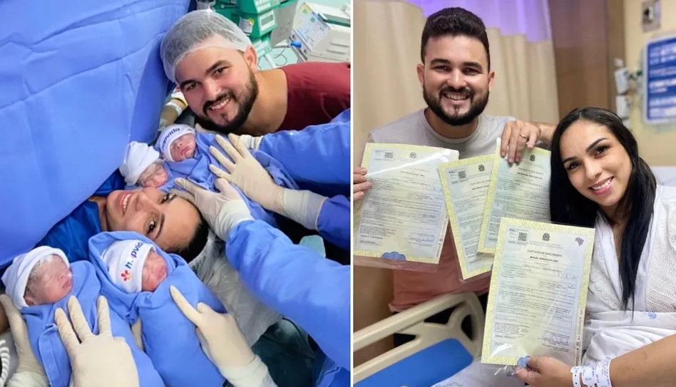 Mulher dá à luz quadrigêmeos em gravidez descoberta ao investigar tumor