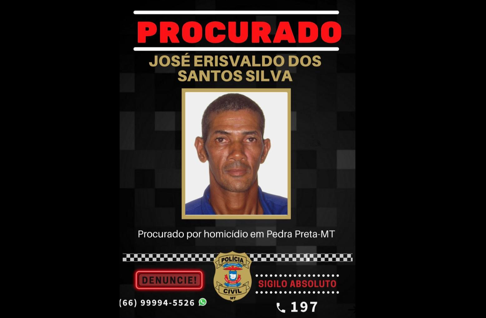 Polícia Civil procura por autor de homicídio ocorrido em Pedra Preta