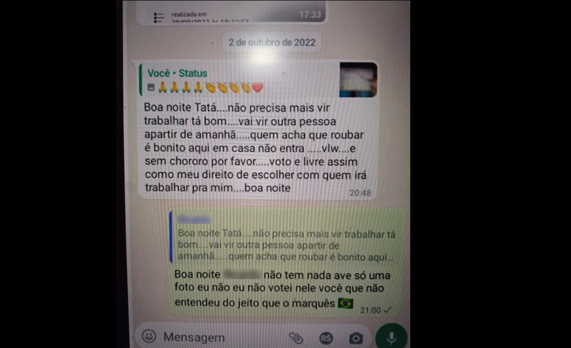 Mato Grosso | Diarista demitida por opinião política recebe indenização de R$ 14 mil por danos morais