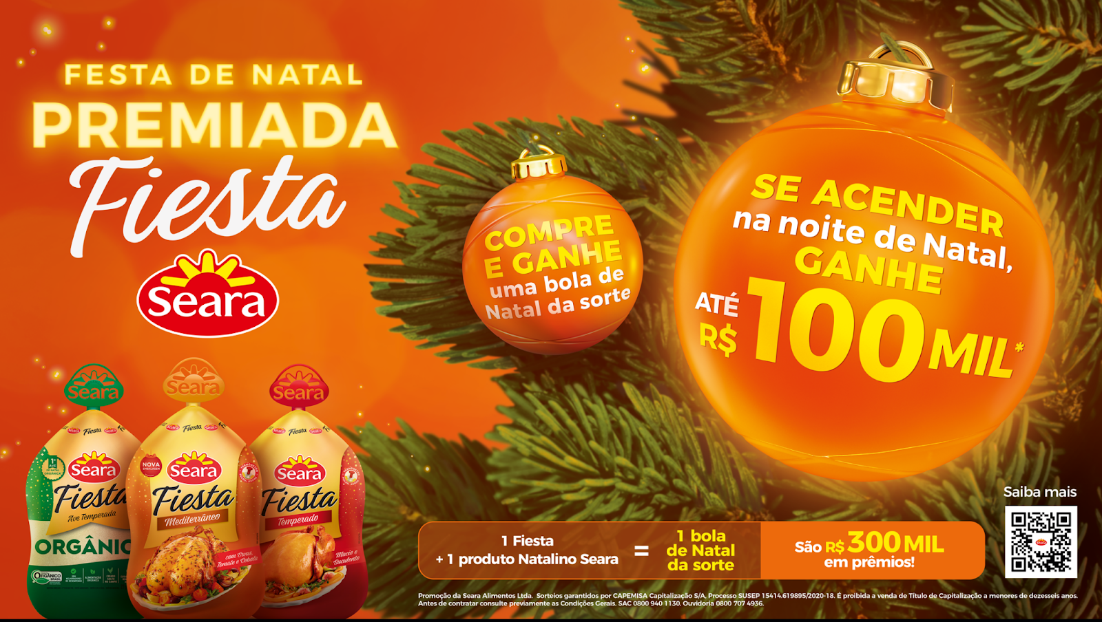 Seara cria bolas de Natal da sorte que acendem na ceia com prêmios de até R＄ 100 mil