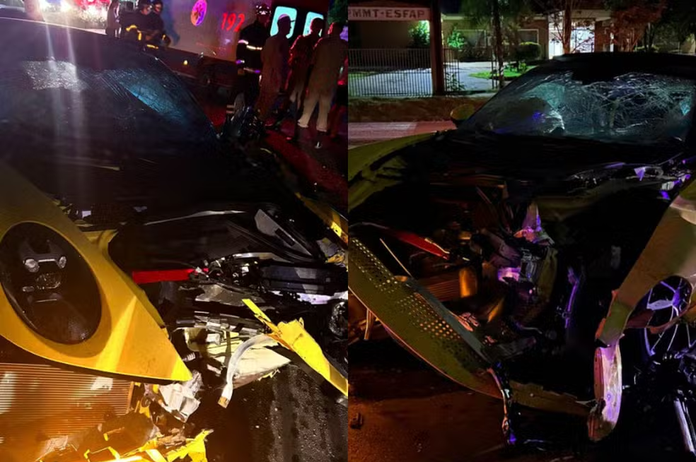 Suposto ‘racha’ deixa três pessoas feridas e destrói carro de luxo avaliado em mais de R$ 800 mil em Cuiabá