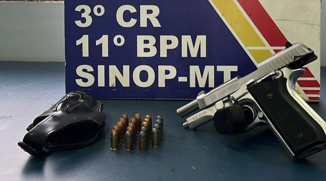 Homem é preso em flagrante pela Polícia Militar por porte ilegal de arma em Sinop