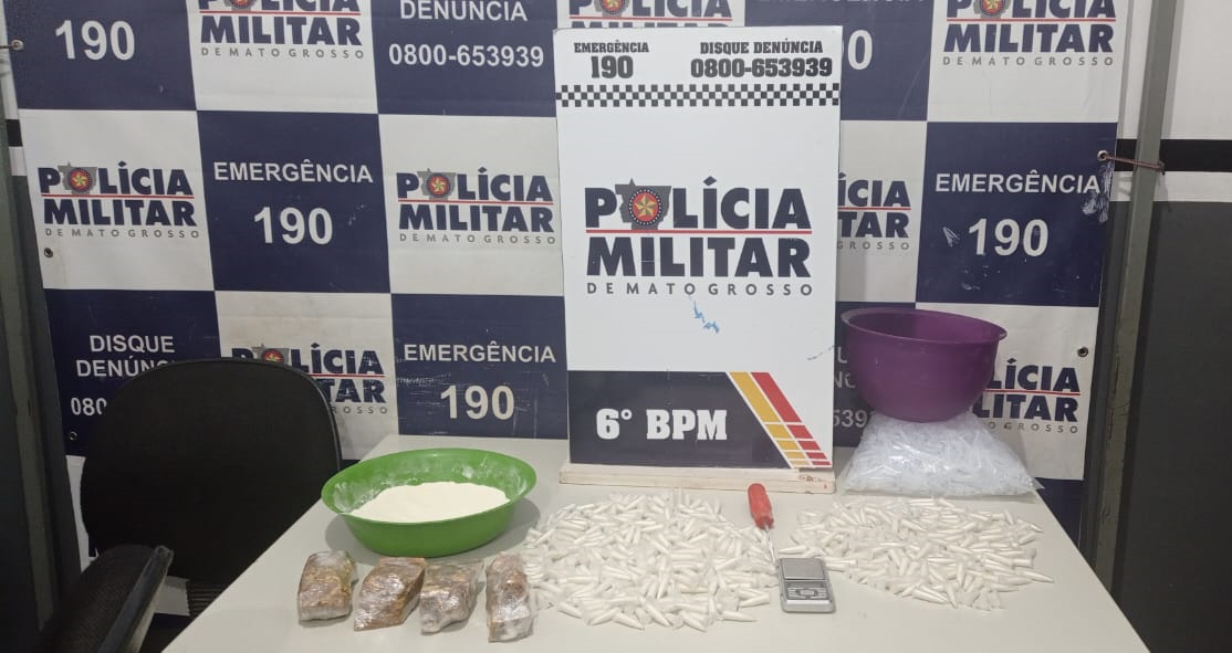 Cáceres | Polícia Militar prende mulher com 484 porções de cocaína e pasta base em Cáceres