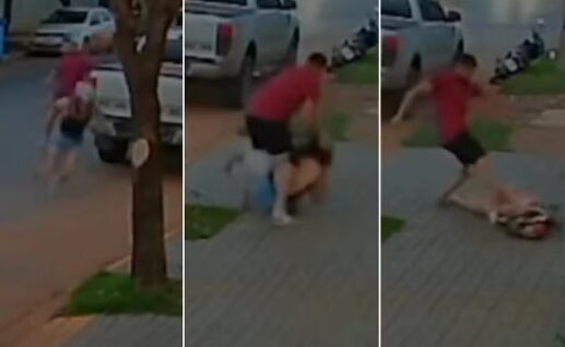 Empresário de Lucas do Rio Verde é flagrado agredindo ex-companheira na rua