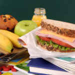 School lunch on a classroom desk